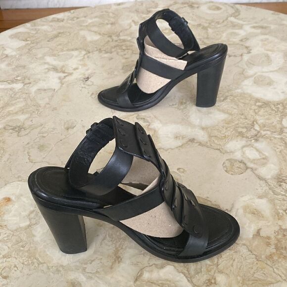 Rag & Bone Deane Leather T-Strap Sandals Stacked Heel - Picture 8 of 16